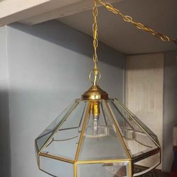 Vintage Bevelled Glass Swag Lamp