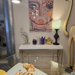 White And Brass Console 