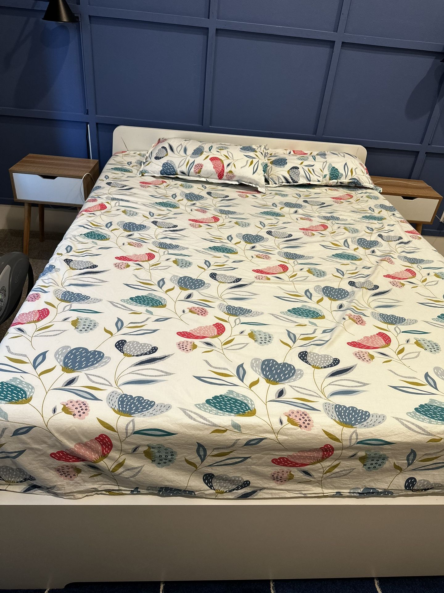 IKEA Queen Bed + Metal Bed Frame