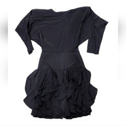 Vintage Betsey & Adam Size 5 Black Batwig Ruffle Bottom Dress