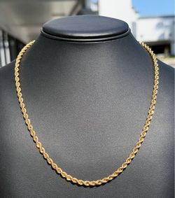 Jewelry 10k hollow yellow gold Rope necklace chain 22.50" 5.00mm w lobster lock
