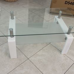 Modern Glass Coffee Table - White/Chrome 