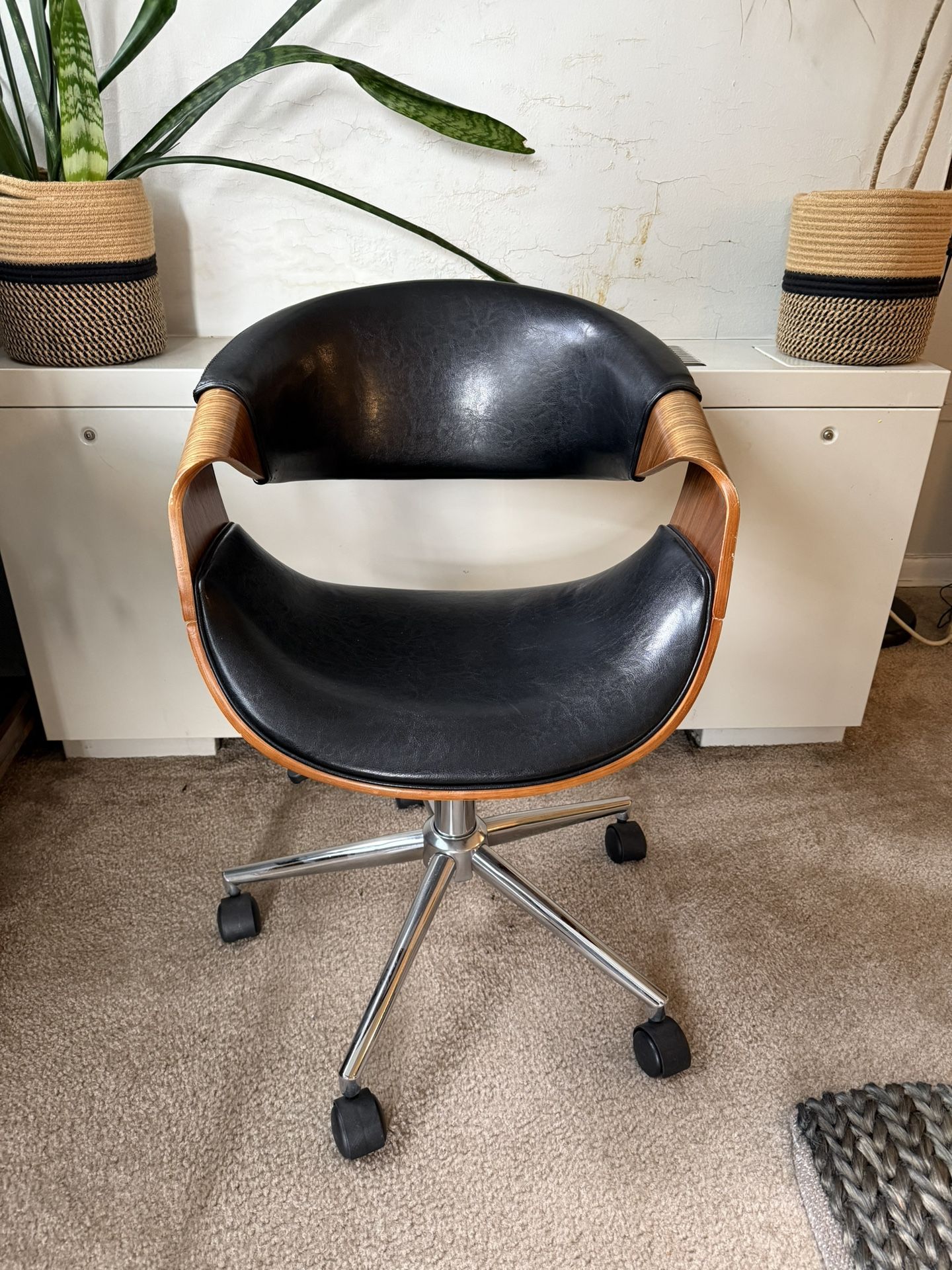 Wood and Leather Desk Chair