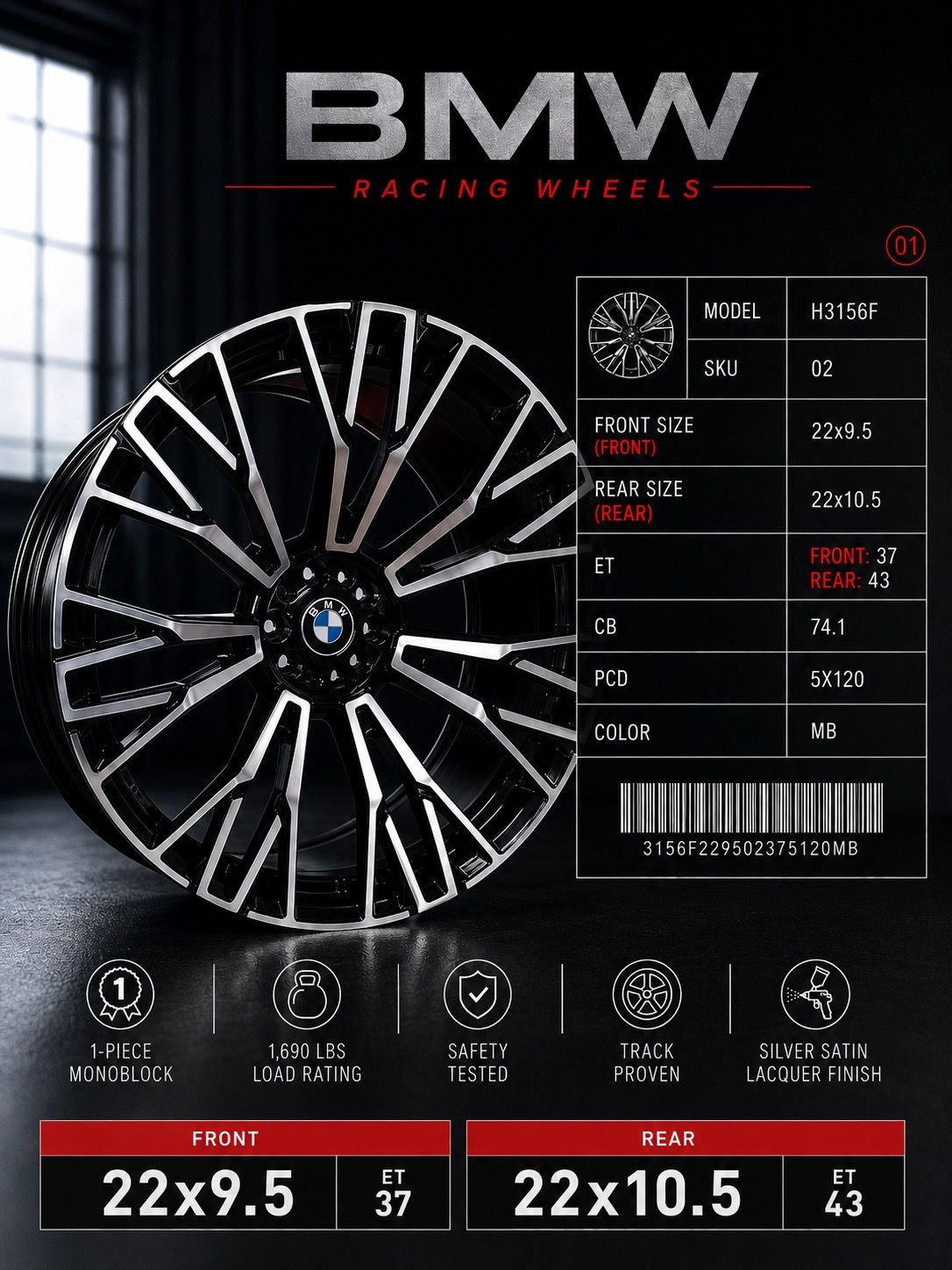 NEW 22” Staggered Silver Satin BMW Racing Wheels for Sale in Oakland ...