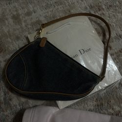 Vintage Dior denim saddle bag