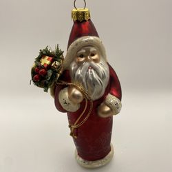 Vintage Santa Glass Ornament