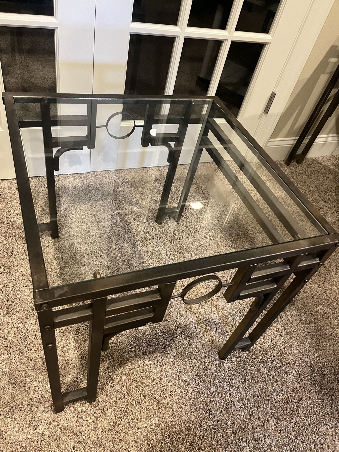 Glass End Table With Metal Frame