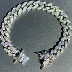 Men’s Miami Cuban Link Chain Bracelet, 14K White Gold 5X Layered, Bling Bracelet, CZ Diamond Bracelet, ICY Bracelet