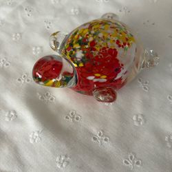 Glass Turtle, Murano Style, Hand Blown Glass Art