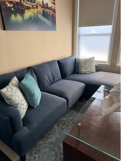 Navy blue sofa and chair
