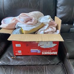 Box of Baby Towels, Burp Cloths, Sleepsacks