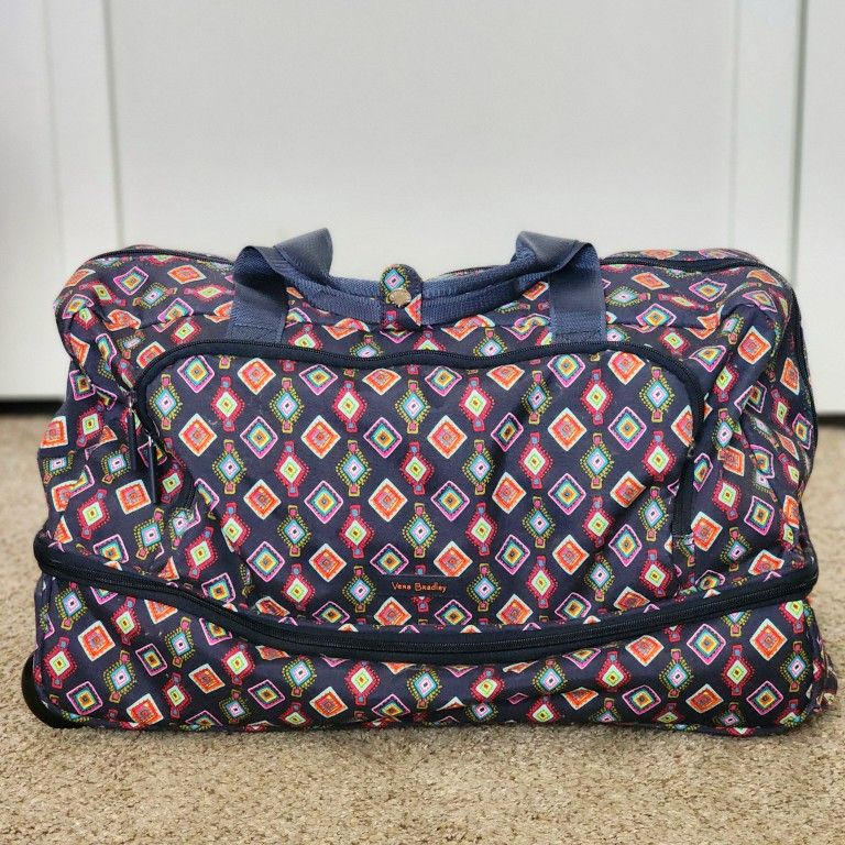Vera Bradley Blue Lighten Up Wheeled Duffle Bag!