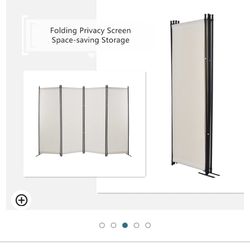 4 Panel Room Divider New Beige