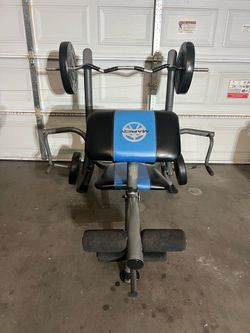 Workout bench with the weights