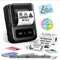 M102 Bluetooth Label Printer, Barcode Sticker Maker with 100+Fonts 300+Templates