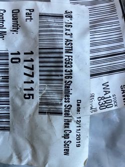 10 stainless steel bolts 5/16”