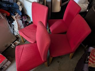 Red ikea Dining 4 chair set upholstery modern hip vibrant