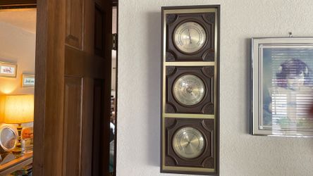 Vintage three weather gauge system, ready to hang on wall