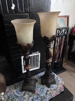 Pair of Decorative Torchiere Candle Holders