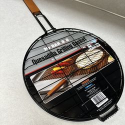 Mr. Bar-B-Q Non-Stick Quesadilla Grilling Basket with Large Wood Handle
