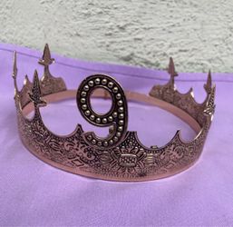 Rose Gold Birthday Crown with Number 9
