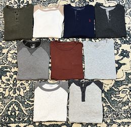 Lot of 9 Men’s Size Small Long Sleeve Thermal Henley’s and T-Shirts