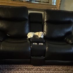 Italian Leather Reclining Sofa Set - Excellent Condition