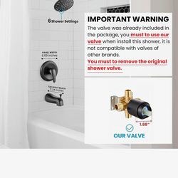 gotonovo Tub Shower Faucet Set Shower Head and Handle Set 6 Modes 6 inch Bathroom black bronze and Black C15B