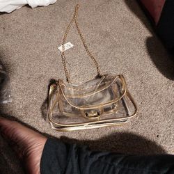 Clear Purse With Gold Trim
