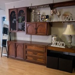 Vintage Solid Wood Wall Cabinet / Display Unit
