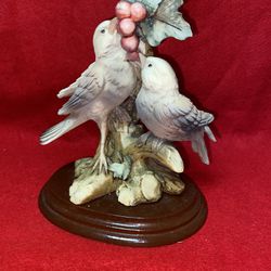 7.5 Inch Painted Alabaster Birds Statue Imported From Greece  