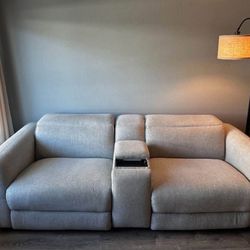 Moonlight Grey Power Recliner And Console