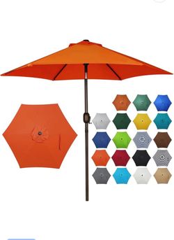 Blissun 7.5 ft Patio Umbrella, Yard Umbrella, Outdoor Market Umbrella with Push Button Tilt Crank, Orange