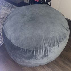 Large, gray, velvet plush bean bag 