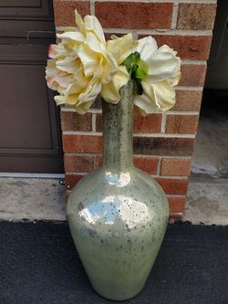 Tall 24 Inch Silver/green  Vase 
