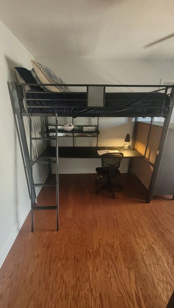 Two Loft Beds With Desks
