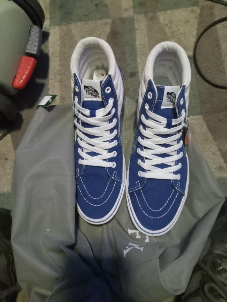 VANS Sk8-Hi Tritone New Men's 10.5 True Blue Moonlight White Shoes