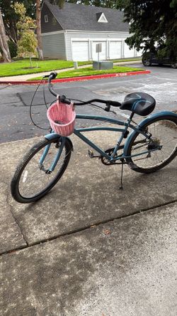 Blue Cruiser Bike with Front Basket