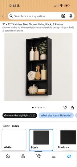 shower niche 12w 30h 4d matte black