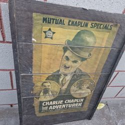 Vintage Charlie Chaplin Movie Poster Wood Display Sing