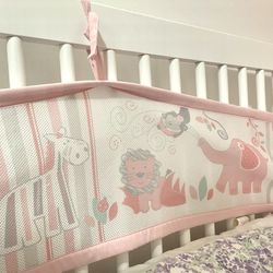 Crib Breathable Bumper Mesh For Crib In Pink 