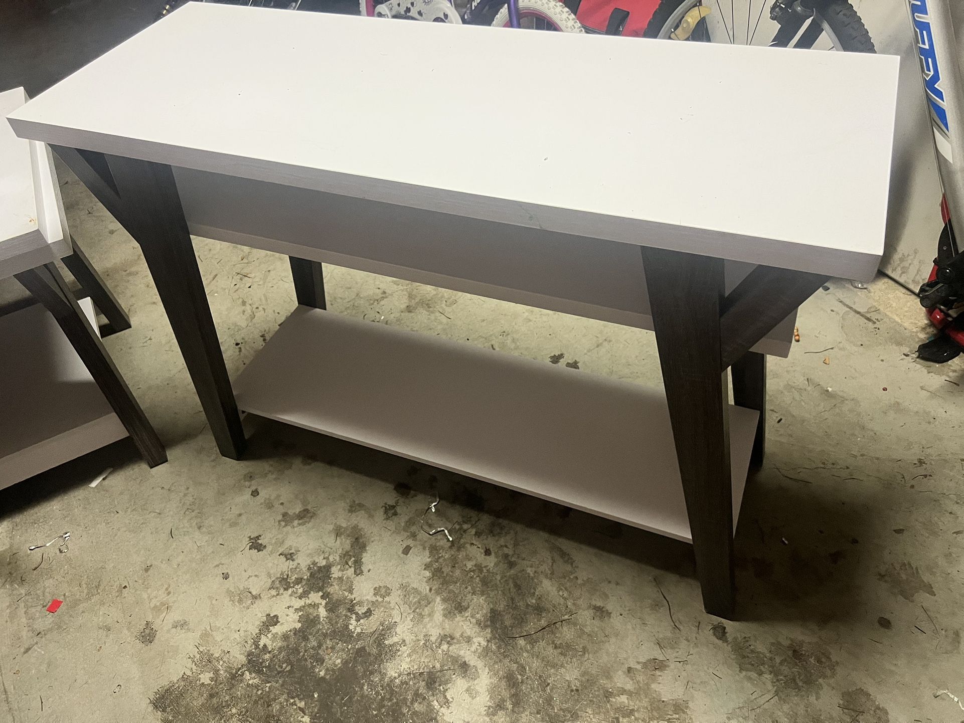 Bima Contemporary White 2-Open Shelf Console Table by Furniture of America