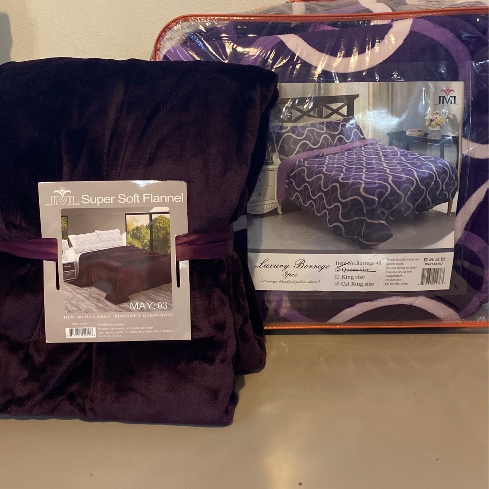 Queen Size (3 Piece Blanket + Soft Flannel) $60