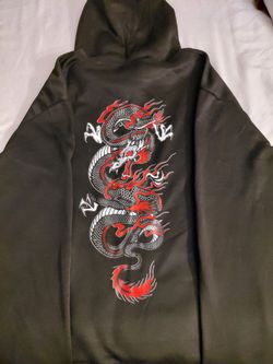 Black Hooded Cape with Dragon Graphic size 2XL