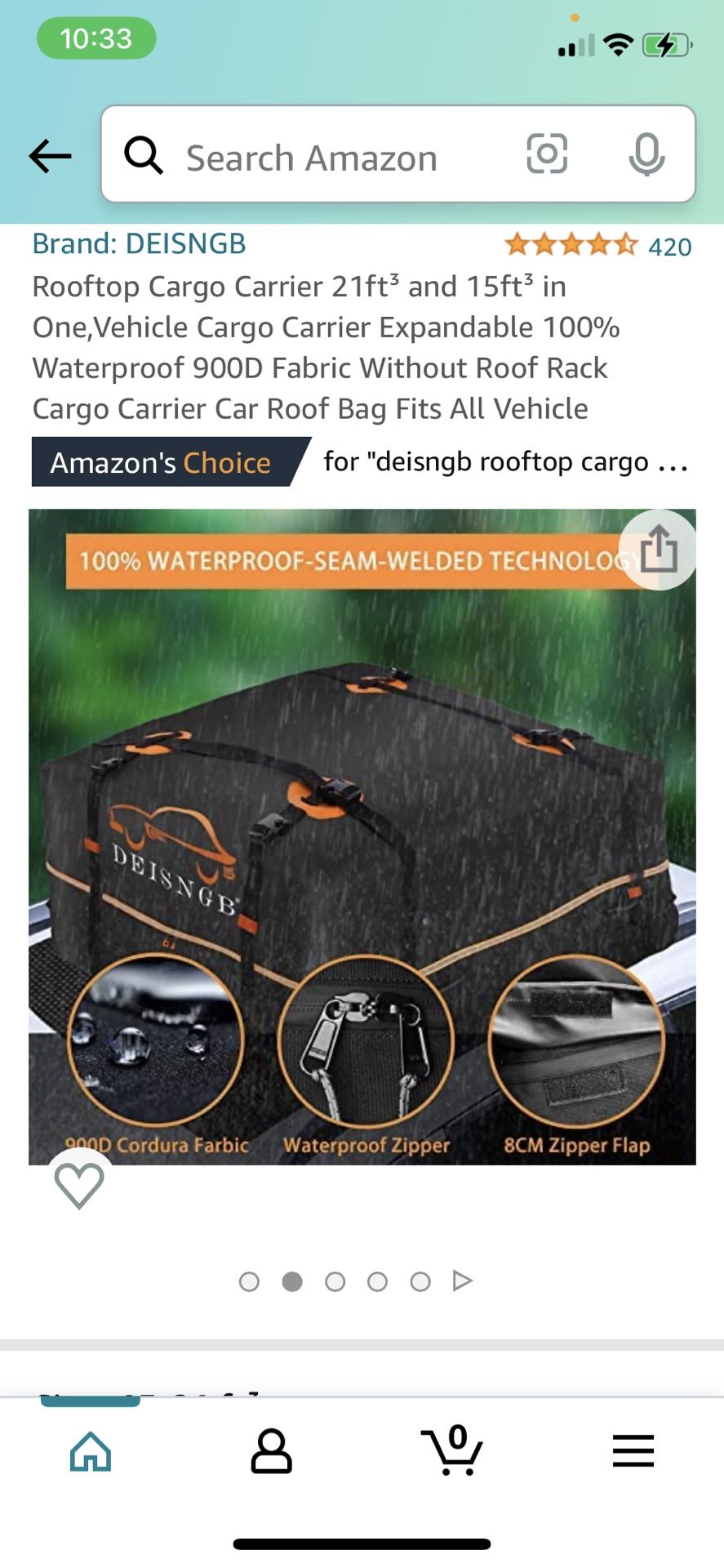 Rooftop Car Carrier Bag