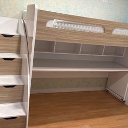 Camarote Premium Belmondo con Escritorio y Escalera con Cajones – Excelente Estado / Premium Belmondo Bunk Bed with Desk & Storage Stairs – Excellent 