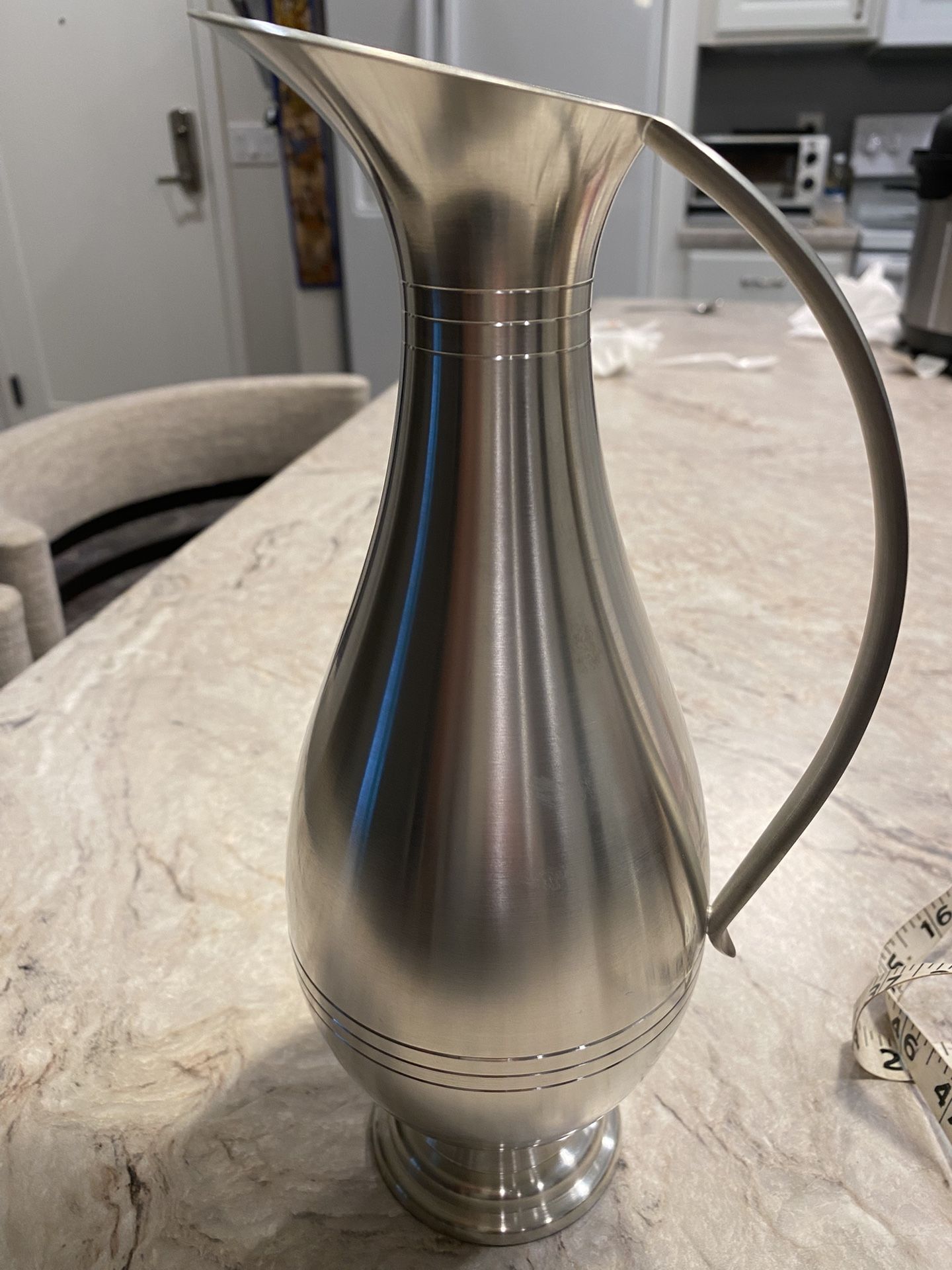 Pewter Jug 11” Tall 4” Dia At Bottom