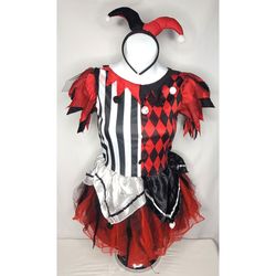 Spirit Halloween Kids Horror Harlequin Jester Costume Size Medium 8-10