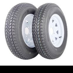 MILLION PARTS 2Pcs 13" White Spoke Trailer Tire Rim ST175/80D13 Tire Mounted 5x4.5 bolt circle