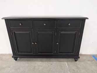 Rustic Black Wood Sideboard Cabinet with Drawers and Doors